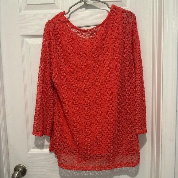 NWOT JM Collection Orange Crochet Top w/ Matching Tank Size 1X - Picture 2 of 5